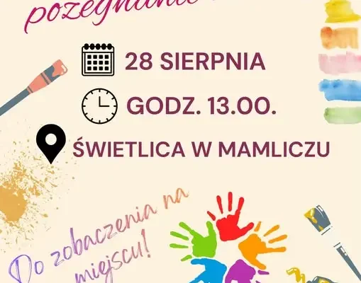 Kreatywne pożegnanie wakacji w Mamliczu – zaproszenie dla dzieci