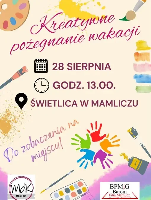 Kreatywne pożegnanie wakacji w Mamliczu – zaproszenie dla dzieci