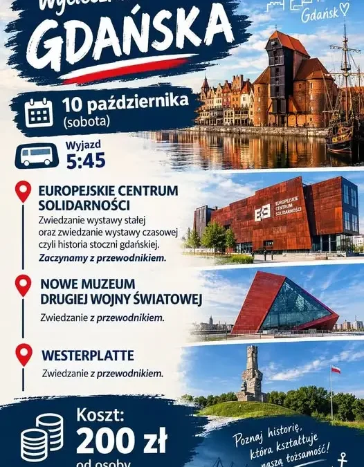 Wyjazd do Gdańska z gminą Gąsawa – 10 października, zapisy trwają