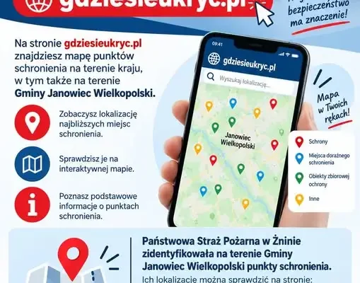Gmina Janowiec Wielkopolski: sprawdź mapę punktów schronienia online