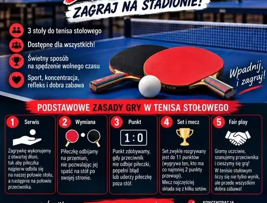 Tenis stołowy na Stadionie Miejskim w Łabiszynie – trzy stoły czekają