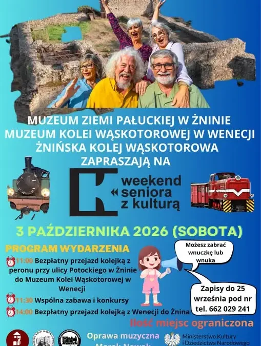 Weekend Seniora z Kulturą w Żninie – bezpłatne przejazdy kolejką wąskotorową