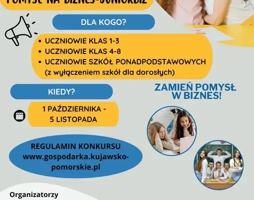 Konkurs „Pomysł na biznes – Juniorbiz” dla młodych z Kujaw i Pomorza