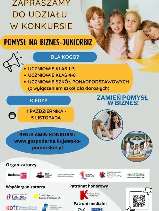 Konkurs „Pomysł na biznes – Juniorbiz” dla młodych z Kujaw i Pomorza