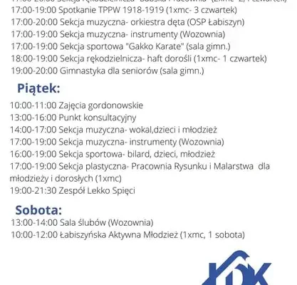 Łabiszyński Dom Kultury wznawia stałe zajęcia od 1 października