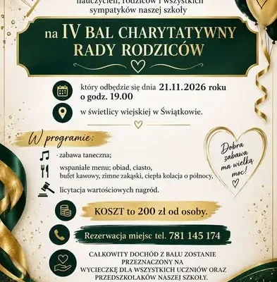 V Bal Charytatywny Rady Rodziców w Żernikach – 21 listopada 2026