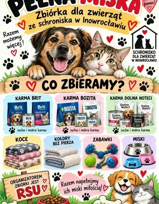 Szkolna zbiórka dla zwierząt ze schroniska w Inowrocławiu
