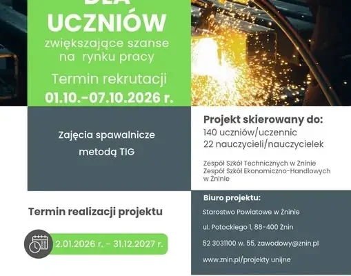 Żnin: trwa rekrutacja uzupełniająca na kurs spawacza dla uczniów ZST