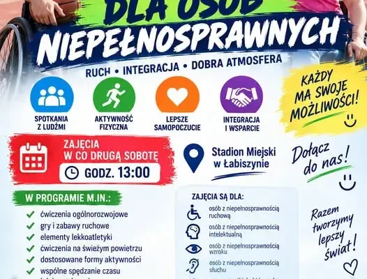 Sport bez barier w Łabiszynie – październikowe spotkania na Stadionie Miejskim