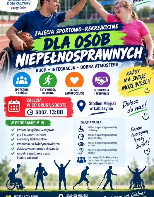 Sport bez barier w Łabiszynie – październikowe spotkania na Stadionie Miejskim