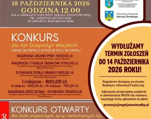 Janowiec Wielkopolski: przedłużony nabór do III Dyniowego Festiwalu Smaków