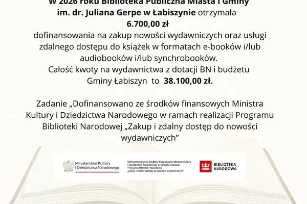 Łabiszyńska biblioteka wzbogaciła się o nowe książki dzięki ministerialnemu dofinansowaniu