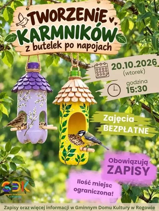 Warsztaty dla dzieci w Rogowie: karmniki z butelek po napojach