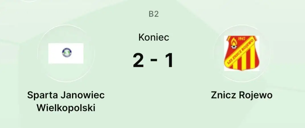 Junior młodszy Sparty Janowiec Wielkopolski wygrywa z Zniczem Rojewo 2:1