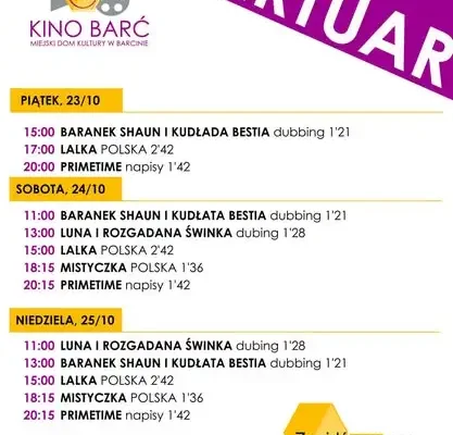 Kino Barć w Barcinie zaprasza na filmowy weekend 23–25 października