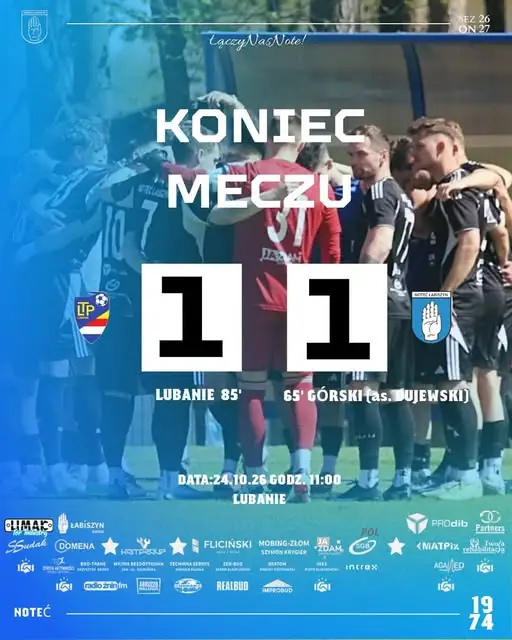 Noteć Labiszyn remisuje z Lubaniem, ale sędzia znów budzi wątpliwości