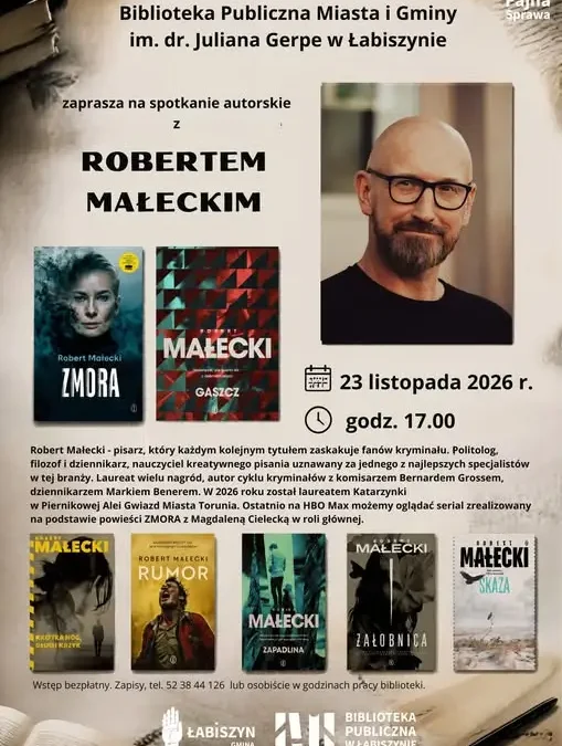 Robert Małecki spotka się z czytelnikami w Łabiszynie