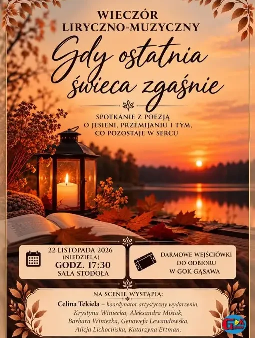 Wieczór liryczno-muzyczny „Gdy ostatnia świeca zgaśnie” w Gąsawie